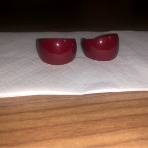 **CLIP ON** Red Hoop Earrings